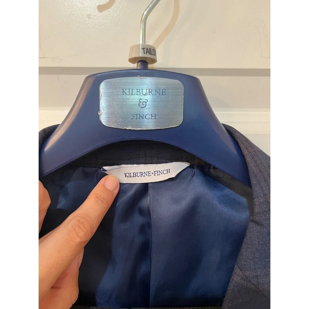 Kilburne Finch Mens Blue Plaid Tailored Fit 2 Piece Suit 48L 42W 39L Unaltered